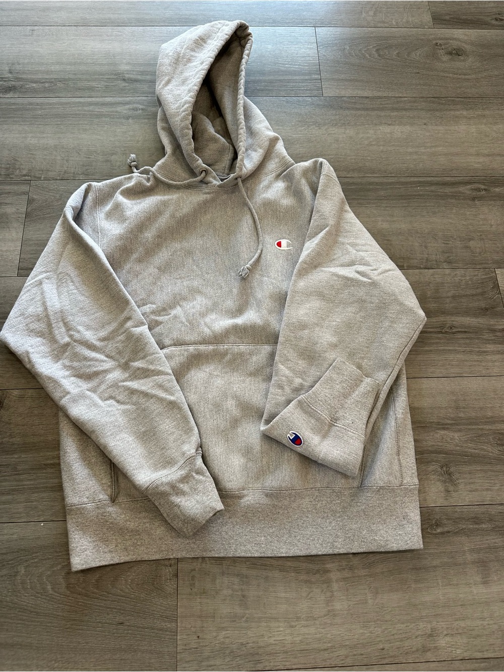 Champion Light Gray Pullover Hoodie with Small Logo Size M